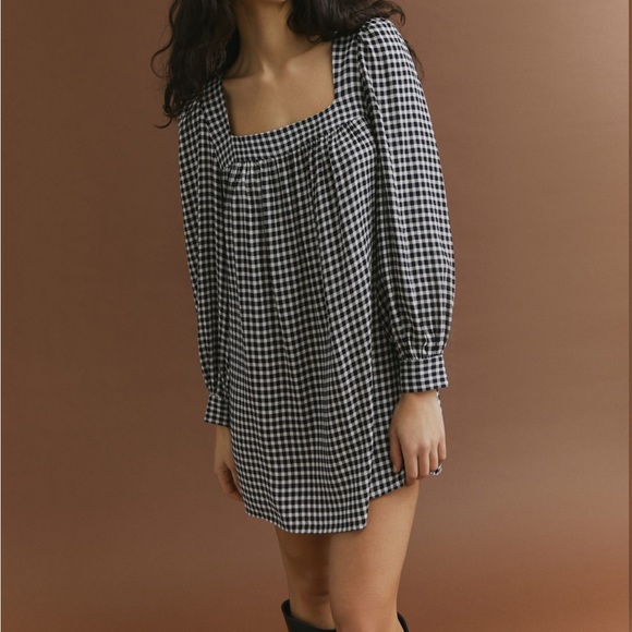 Reformation “Blake Dress”- black & white gingham - Size S - long sleeve - Picture 3 of 4